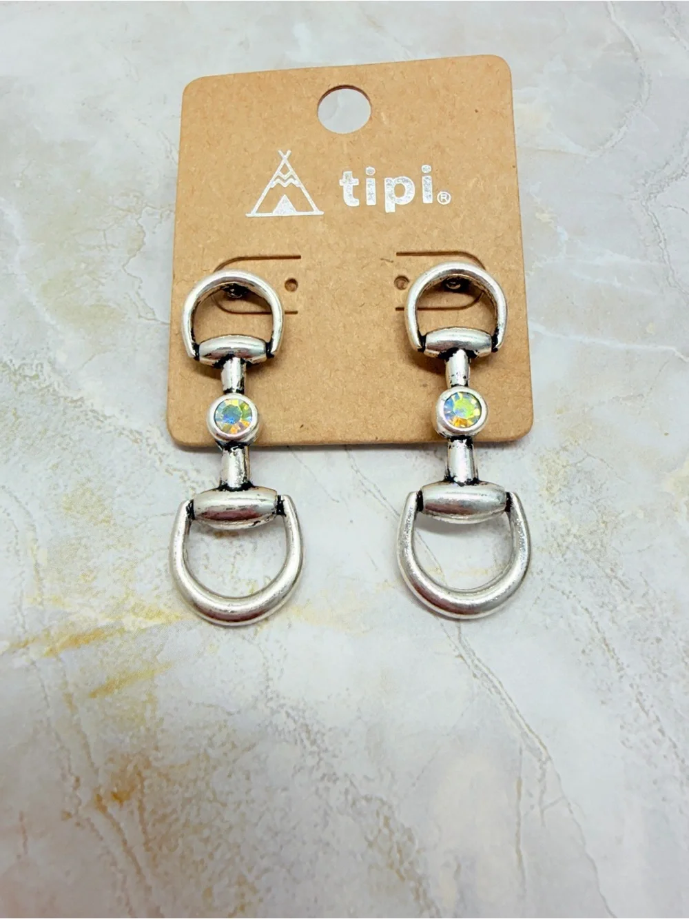 Silver Dangle Horsebit Earrings - Women Jewelry